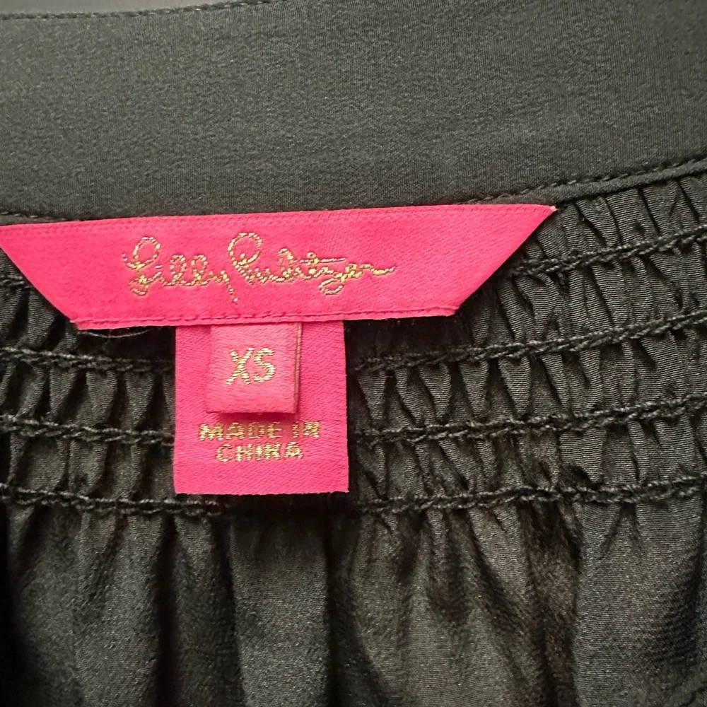 Lilly Pulitzer Black Silk Elsa Blouse XS Like New - Picture 9 of 16